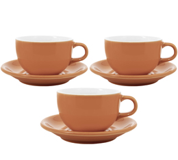 3 Tasses et sous tasses Latte Bowl 19 cl Orange - ORIGAMI