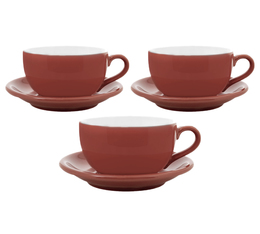 3 Tasses et sous tasses Latte Bowl 19 cl Rouge - ORIGAMI