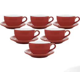 Tasses - ORIGAMI - tasses et sous tasses Latte Bowl rouge 19cl x6