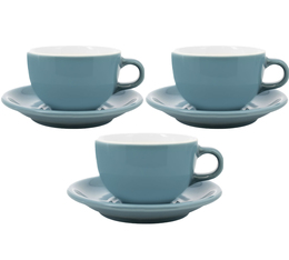3 Tasses et sous tasses Latte Bowl 19cl Turquoise ORIGAMI