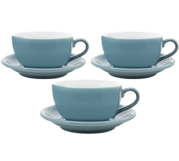 3 Tasses et sous tasses Latte Bowl 25 cl Turquoise - ORIGAMI