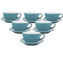 Tasses - ORIGAMI - tasses et sous tasses Latte Bowl turquoises 25cl x6