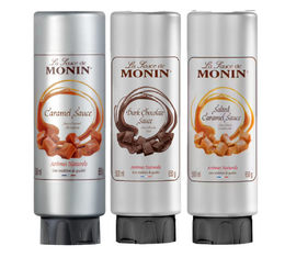 Monin Topping Pack of Caramel, Salted Caramel and Dark Chocolate - 3x500ml 