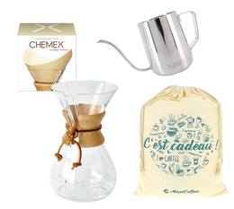 Chemex Starting Kit: 6-cup Chemex + 100 Filters + Gooseneck Pourer