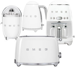 Pack Petit Déjeuner (Toaster - Cafetière filtre - Presse Agrumes - Bouilloire) Années 50 Blanc - SMEG