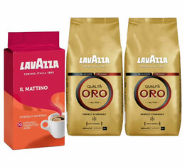 2.250kg - Cafés en grain Qualita Oro/café moulu Il mattino - Lavazza