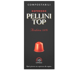10 capsules compatibles Nespresso® Espresso 100% Arabica - PELLINI TOP