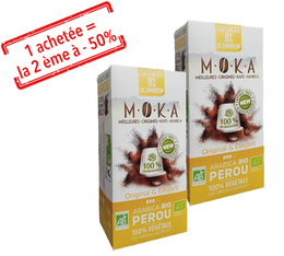 1 achetée = 2 ème à - 50%  20 Capsules Pérou Biodégradable compatibles Nespresso® - Moka