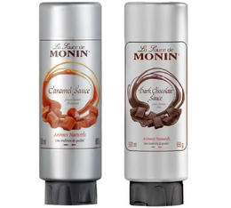 Monin Dark Chocolate and Caramel Toppings - 2 x 500ml