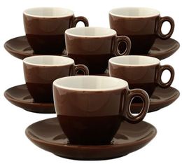 6 Tasses et sous-tasses en porcelaine Inker marrons de 7 cl pour espresso