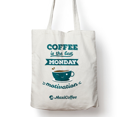 Tote bag Coton Classique Ecru 'Coffee is the best Monday motivation' - L'Atelier du Tote Bag