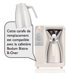 carafe de remplacement blanc creme pour cafetière bodum bistro b-over