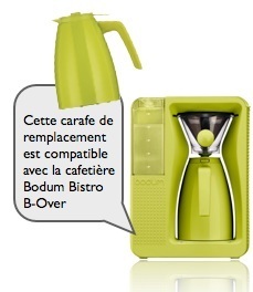 carafe de remplacement verte pour cafeti&egrave;re bodum bistro b-over