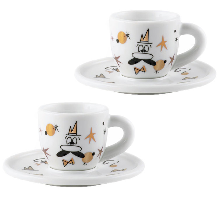 Bialetti set of 2 'Rose Gold' porcelain espresso cups & saucers