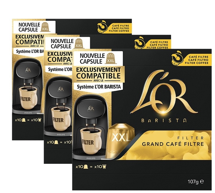 30 capsules XXL Grand Cafe Filtre L'Or pour L'Or Barista