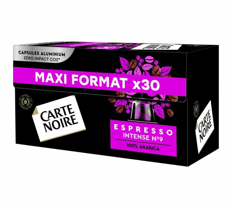 CARTE NOIRE - Capsules de Café Espresso Intense N°9 Compatibles Nespresso®  - Café Arabica - Lot de 4 x 60 Capsules Aluminium - Fabriqué en France