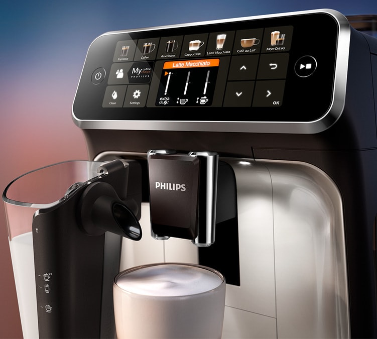 Philips 5400 Series Machine à expresso entièrement automatique – Mousseur à  lait LatteGo, 12 variétés de café, écran tactile intuitif, noir,  (EP5447/94) : : Maison