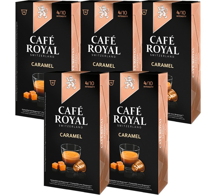 50 Caramel flavoured capsules for Nespresso Café Royal