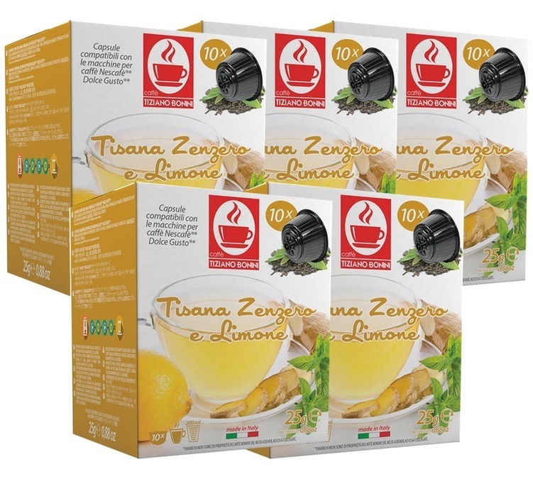 Caffè Bonini Lemon & Ginger Herbal Tea pods for Dolce Gusto x 50