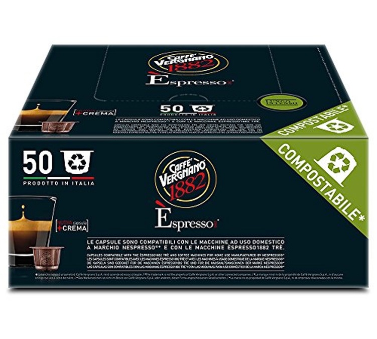 50 capsules compostables Lungo pour Nespresso Vergnano
