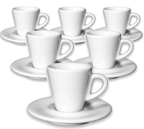 6 Tasses et Sous-Tasses porcelaine Espresso Degustazione - 7cl - Ancap