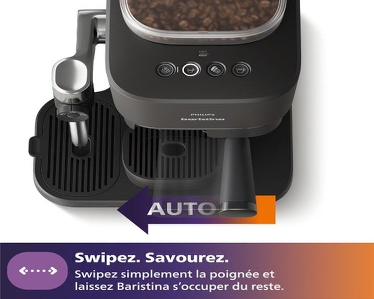 machine à café Philips Baristina latte noire buse à lait intégré