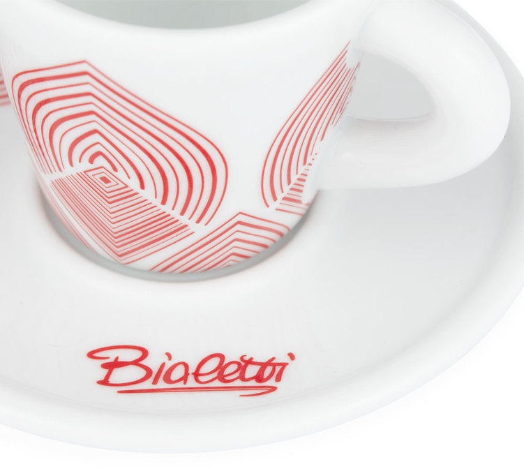 Bialetti Set of 2 porcelain espresso cups & saucers Centenary Coll