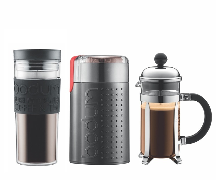 Cafetière à piston Bodum Chambord + 1 moulin + 1 travel mug