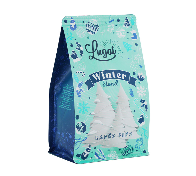 paquet de cafe en grain winter blend 2025 200g vu de profil edition limitee lugat