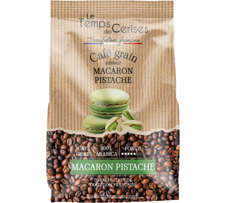 900 g cafe en grain aromatise le temps des cerises macaron pistache
