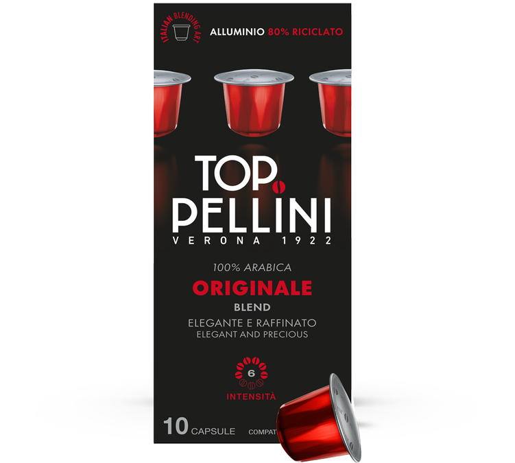 Bo&icirc;te de 10 capsules Pellini Top Originale compatibles Nespresso Original avec capsule aluminium