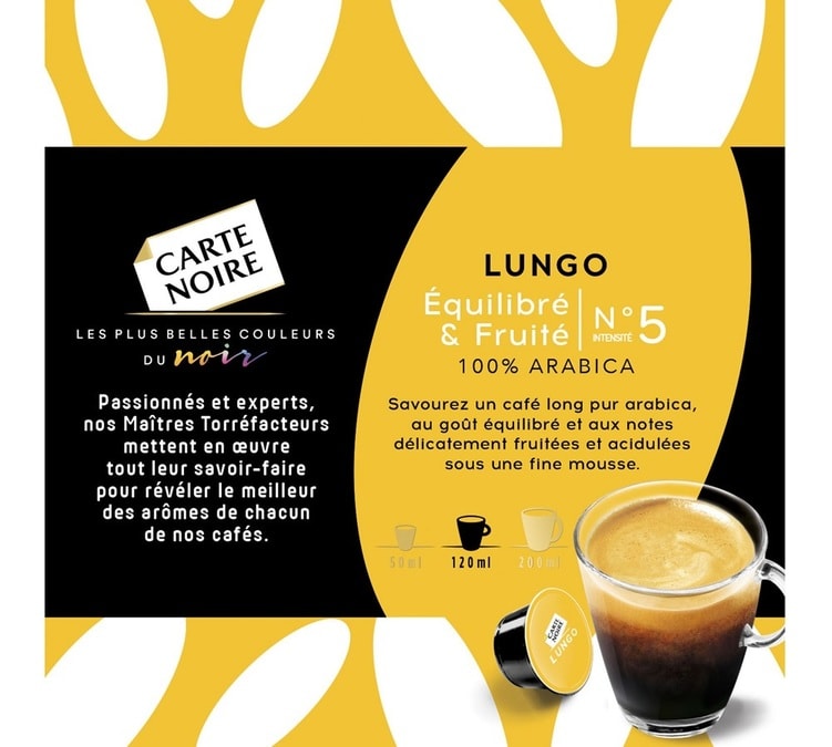 Café capsules compatible Dolce Gusto lungo carte noir x16 - 128g