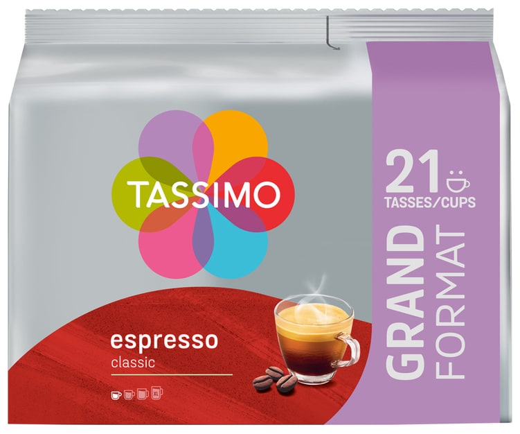 Café dosettes petit-déjeuner TASSIMO : le paquet de 21 dosettes à Prix  Carrefour