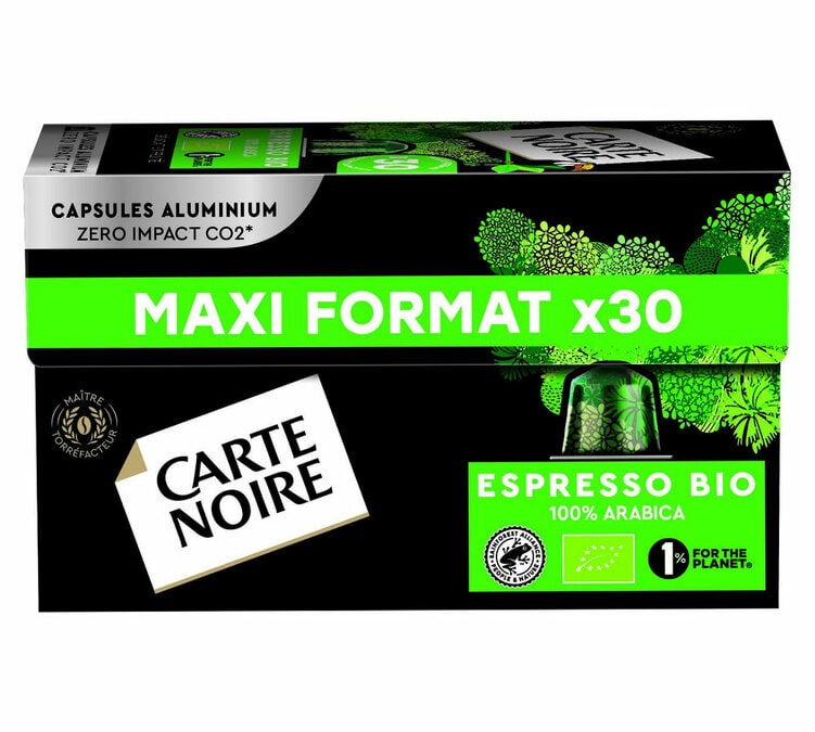 CARTE NOIRE 30 Capsules en aluminium compatibles Nespresso® BIO