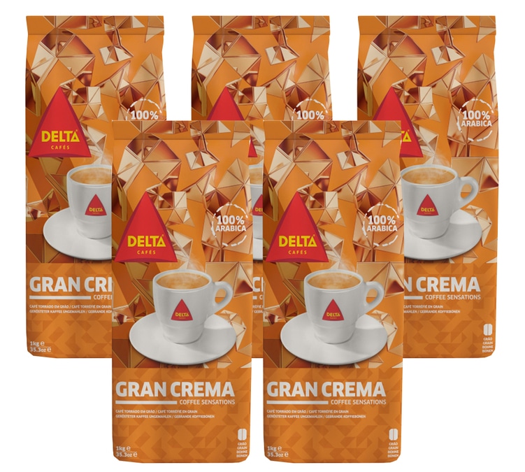 Café en grain - lot 5 x 1 kg - Gran Crema Delta Cafés