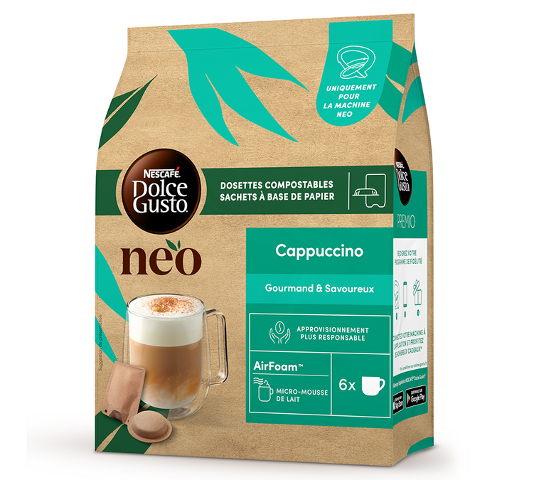 KRUPS Machine à café NESCAFÉ Dolce Gusto NEO, Dosettes compostables et  sachets à base de papier recyclable, Connectée KP850110