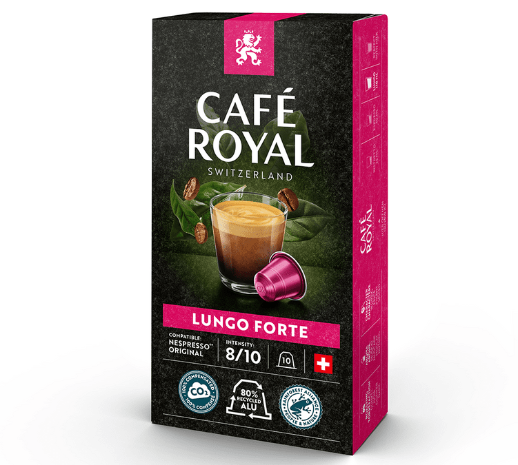 10 capsules Aluminium Lungo Forte compatibles Nespresso® Café Royal
