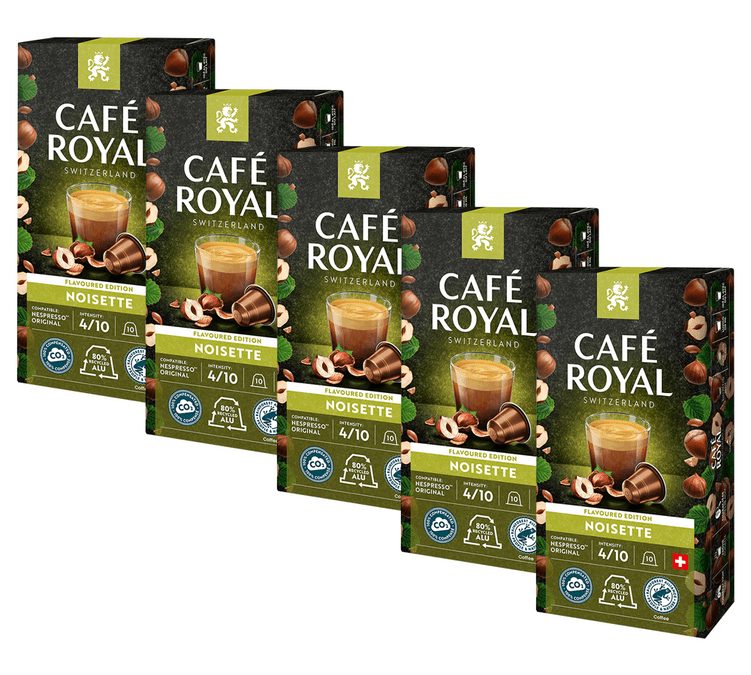 ▷ Hazelnut - Capsules de café au goût de noisette en aluminium -  Compatibles à 100 % avec Nespresso®* - Café Royal