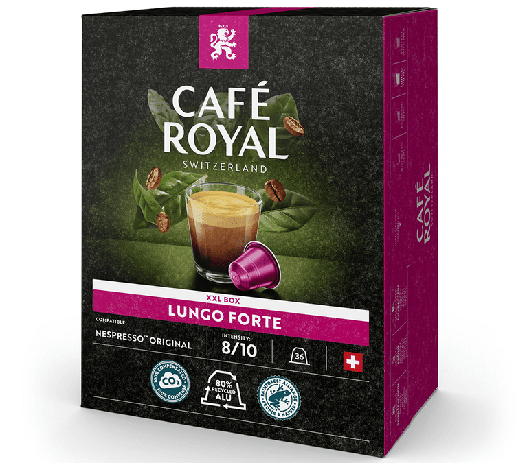 Café capsules Compatibles Nespresso Espresso Forte CAFE ROYAL 36 CAPSU –  épicerie les 3 gourmets