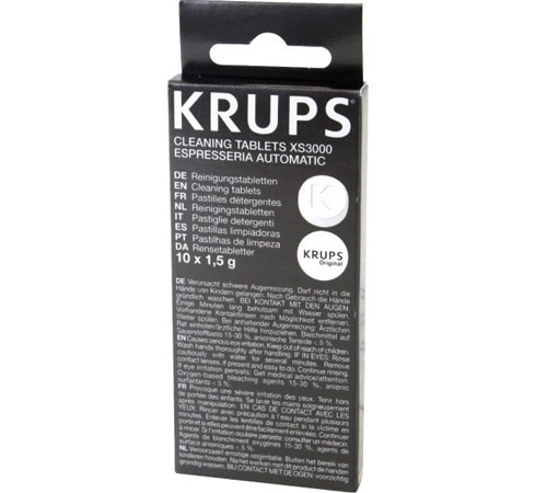 Nettoie le circuit d’eau Krups Lot de 10 pastilles nettoyantes pour machines à café Full auto de Krups Protège des surchauffes Accessoire Officiel Krups XS300010 