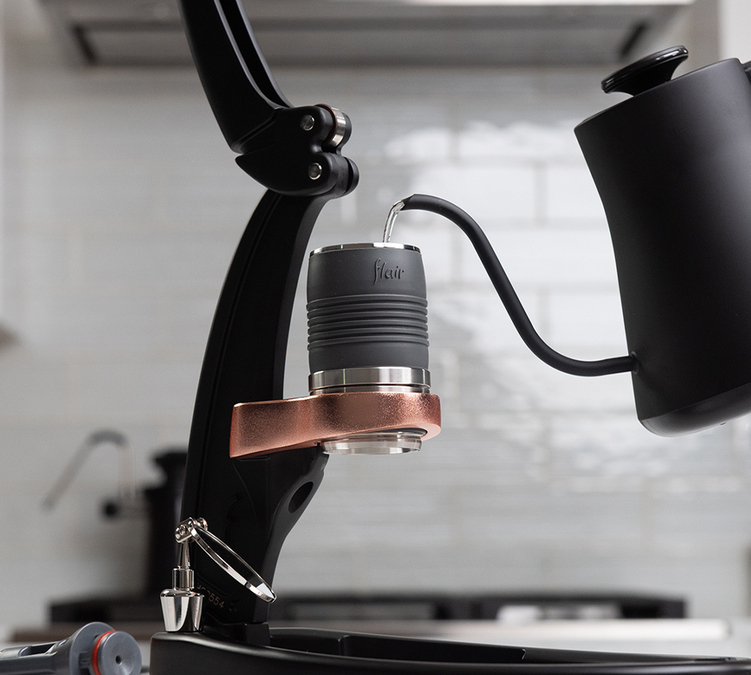 Flair PRO 3 lever espresso machine in use