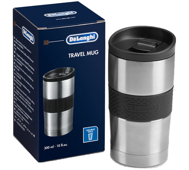 DeLonghi Travel mug tasse de voyage à double paroi en acier inoxydable  cafetière AS00003520, DLSC074