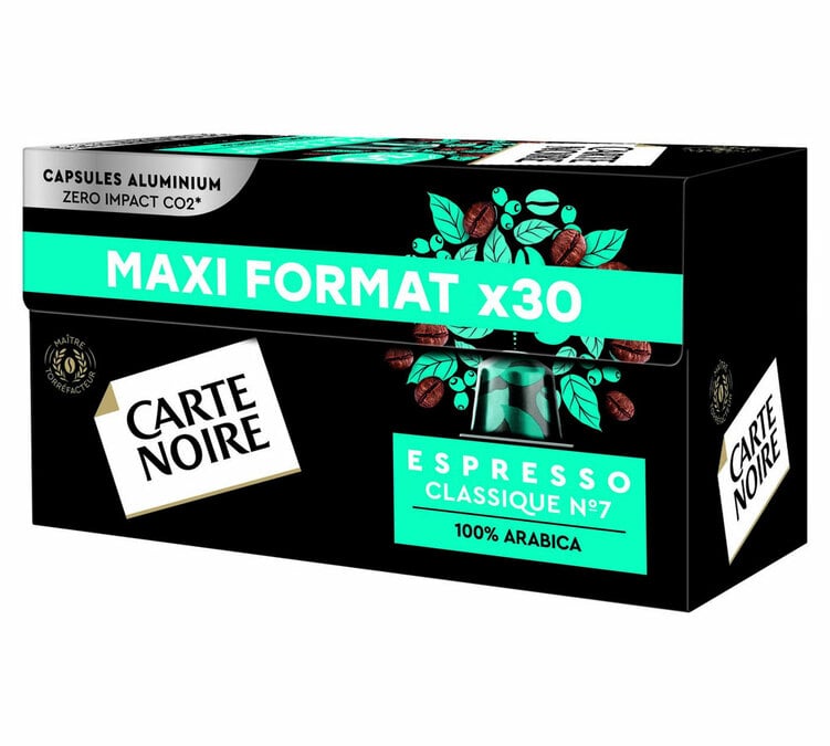 CARTE NOIRE 60 Capsules compatibles Nespresso® Espresso Classique N°7 alu