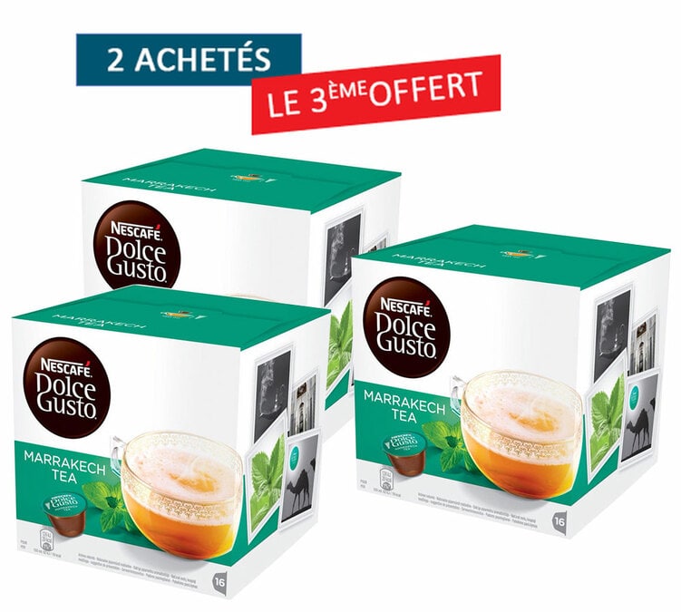 Offre 2+1 - 16 capsules Nescafé Dolce Gusto Marrakech Tea