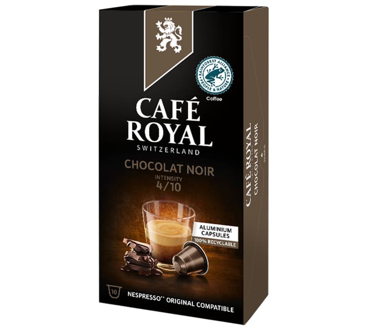 Café capsules Compatibles Nespresso chocolat noir intensité n°4 CAFE ROYAL  : la boite de 10 capsules à Prix Carrefour