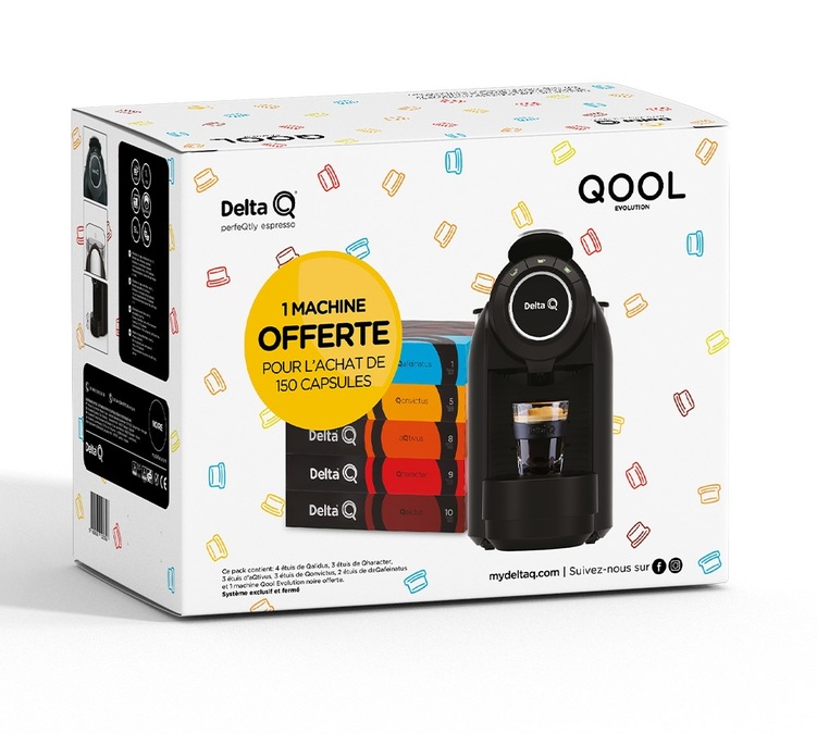 150 capsules Delta Cafés achetées une machine Delta Qool Evolution