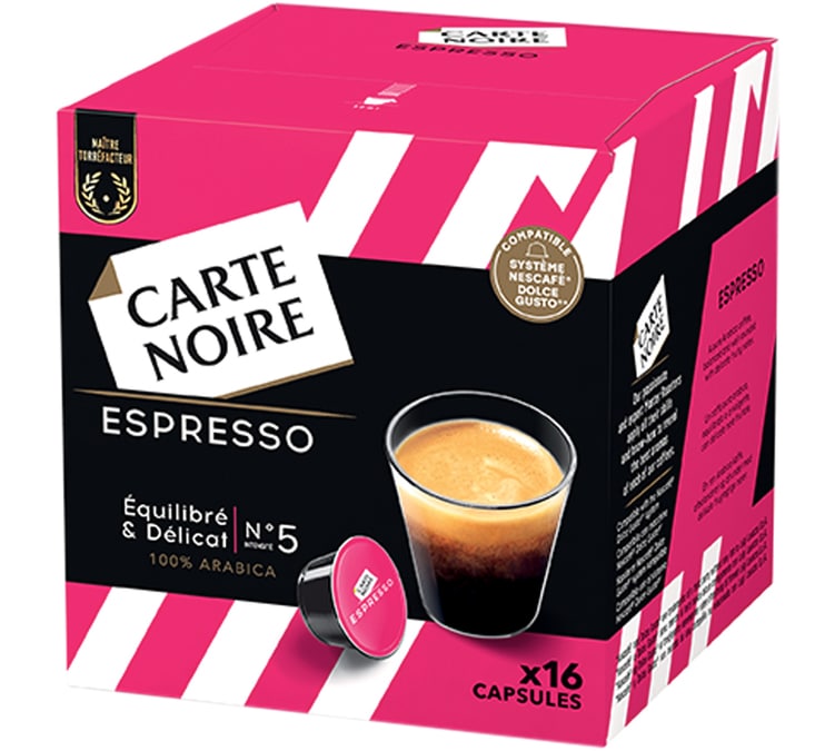 CARTE NOIRE Capsules de café espresso 100% arabica compatibles Dolce Gusto  16 capsules 130g pas cher 