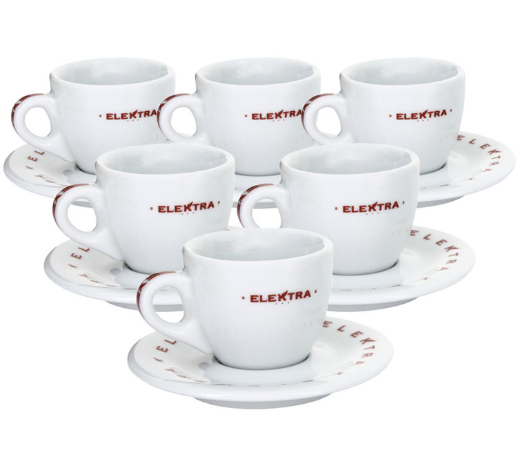 Lot de 6 tasses et soustasses Espresso Elektra 7cl Ancap