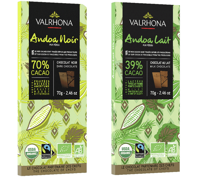 VALRHONA - Tablette de chocolat Andoa noir et au lait Organic Fair Trade