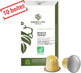 Green Lion Coffee Monte Verde Commerce Equitable  x100 compatibles Nespresso